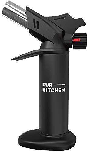 EurKitchen Butane Culinary Kitchen Torch - Butane Fuel Not Included - Refillable Food Blow Torch for Creme Brulee and To Perfectly Sear Steak, Fish - Kitchen Lighter Tool for Cooking with Finger Guard