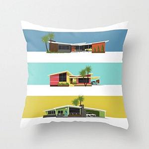 Poppylife Mid Century Modern Houses Decorative Cushion Cover Pillowcase 18&quot;x 18&quot;