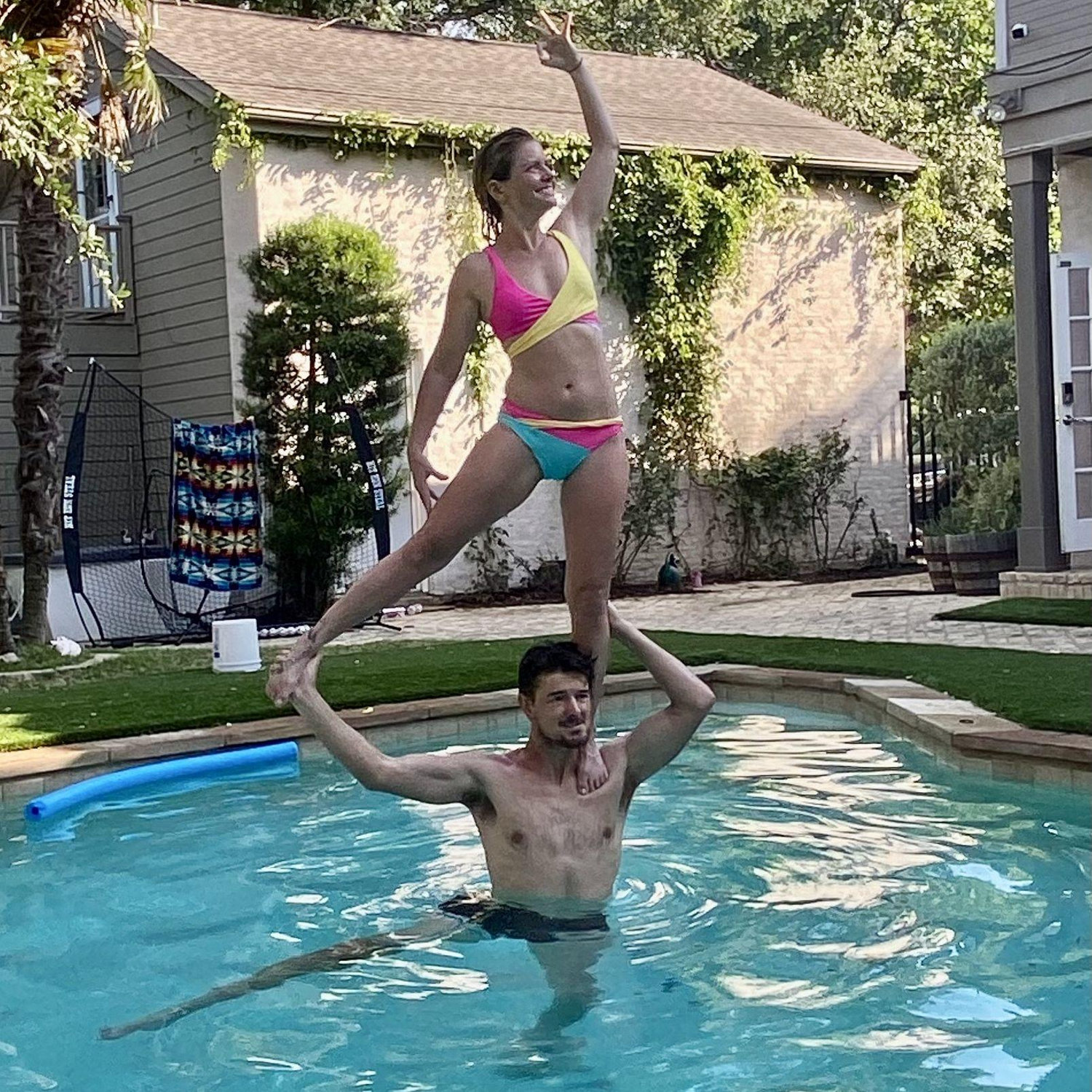 John and Sunshine's first date; playing Acro in the pool and Sunshine gave John a Ways of Water massage.
