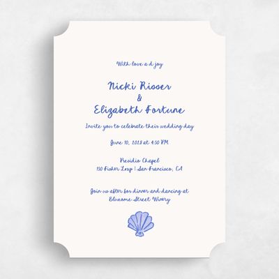 Blue Ticket Wedding Invitation - Tenger Classic
