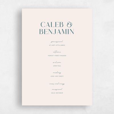 Beige Wedding Program - Latona