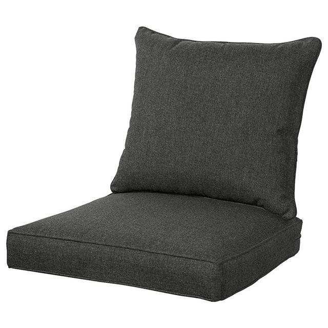 Qilloway Outdoor/Indoor Deep Seat Chair Cushions Set,All Weather Large Size Replacement Cushion for Patio Furniture. (Charcoal Grey/Black)