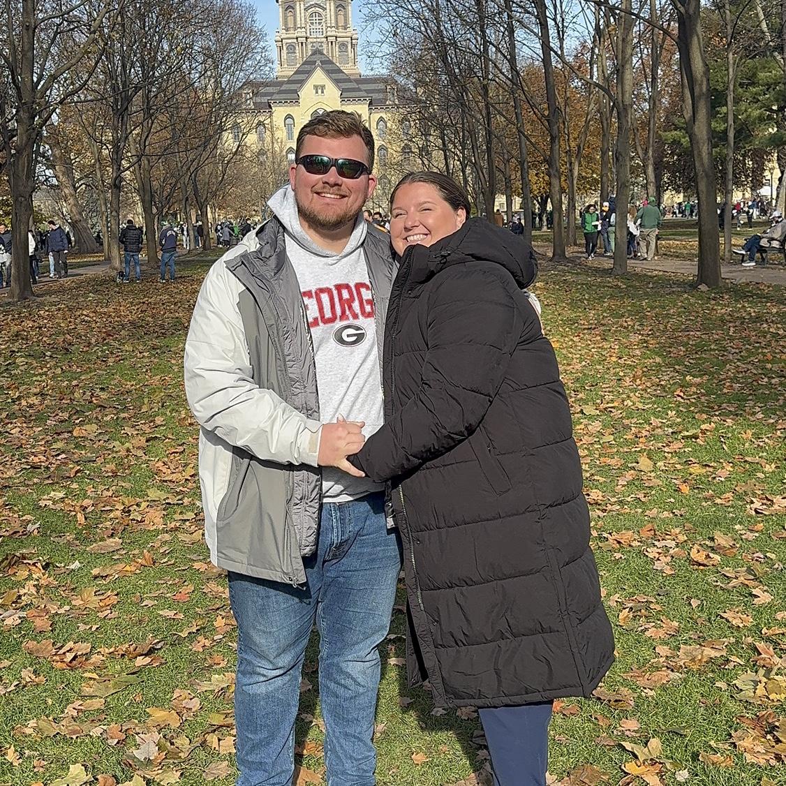 TJ's first time at the University of Notre Dame! Kailey tried to cover his sweatshirt but was clearly unsuccessful.