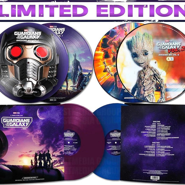 Guardians of the Galaxy Deluxe Collection - Vol.1 / Vol.2 / Vol.3 - Awesome Mix Set Colored 4 LР