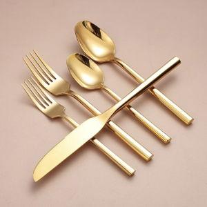 Mirror Silverware Set Gold Flatware Set with Hexagon Handle 20 Pieces 18/0 Stainless Steel Cutlery Set Wedding Housewarming Gift Service for 4 (Mirror gold)