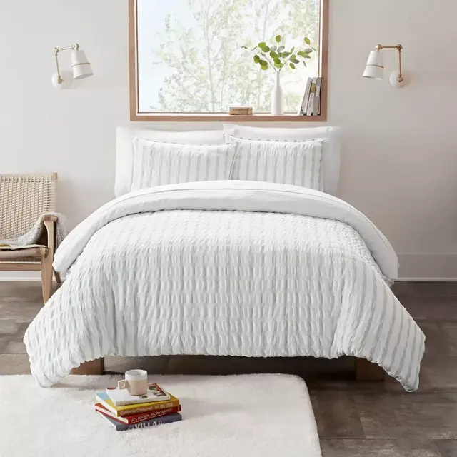 UGG® Devon Textured Striped 3-Piece King Duvet Cover Set in Glacier Grey