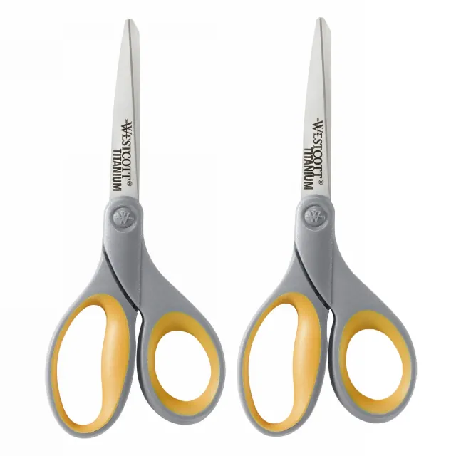 Westcott® Soft Grip Titanium Bonded Scissors, 8" Straight, Pack of 2