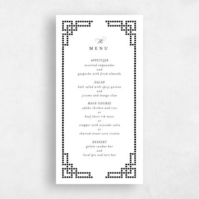 White Pattern 1 Wedding Menu - Clover