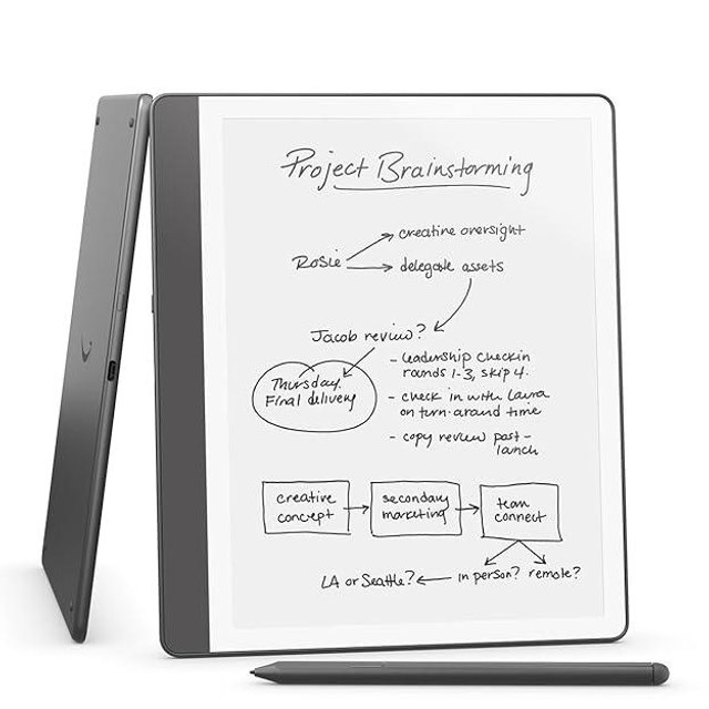 Amazon Kindle Scribe (16GB) - Your notes, documents and books, all in one place. With built-in AI notebook summarization. Includes Premium Pen - Tungsten + 3 months of Kindle Unlimited (with auto-renewal)