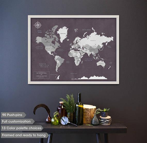 Personalized Push Pin Travel Map