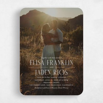 White Rounded Wedding Invitation - Cole Portrait