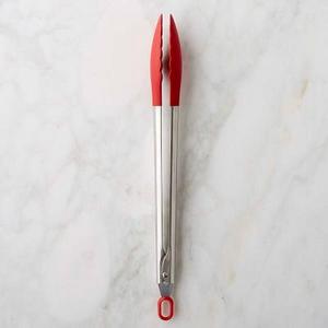 Williams Sonoma Stainless-Steel Silicone Tongs, 12", Red