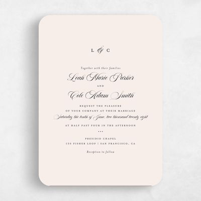 Beige Rounded Wedding Invitation - Ivoire Classic