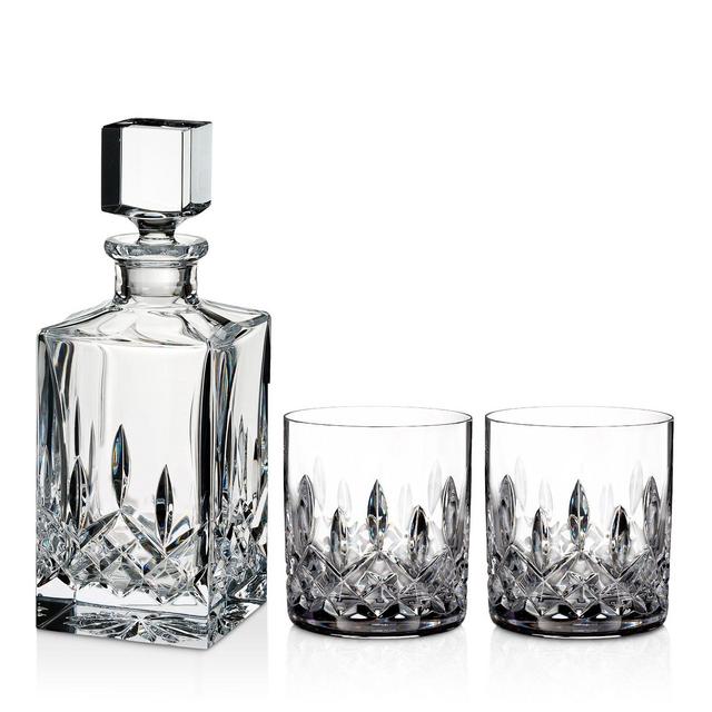 Waterford Lismore 3-Piece Connoisseur Square Decanter and Tumbler Set