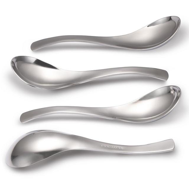 Hiware Thick Heavy-weight Soup Spoons, Stainless Steel Soup Spoons, Table Spoons, Set of 4