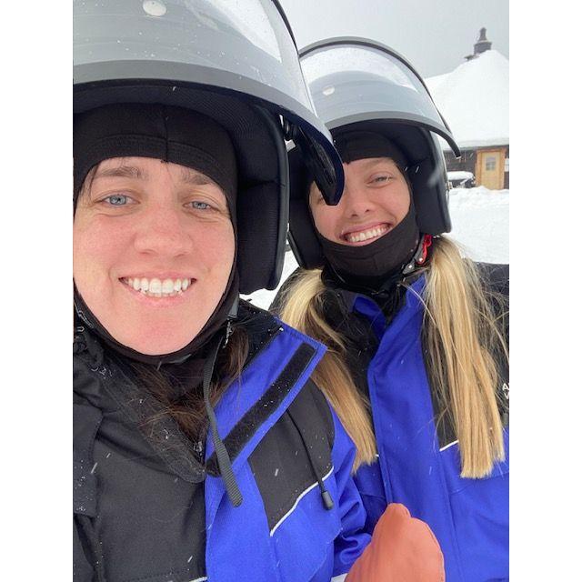 Riding snow mobiles in the Arctic Circle (Jess mostly drove).