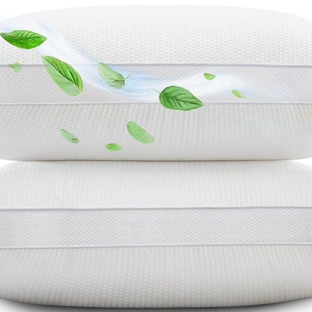 AIAEL Firm Fluffy Bed Pillows for Sleeping Queen Size Set of 2, Supportive & Comfortable Gusseted Pillow- Luxury Hotel Quality with Down Alternative Fill for Side, Back or Stomach Sleepers