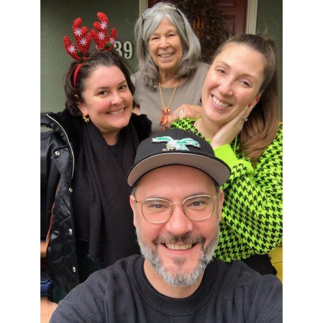 Christmas with Kate, Mo's sister, and Miriam, Emily's mama.