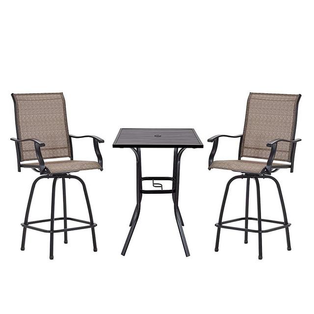 VICLLAX Outdoor Bar Stool Bistro Set, 3-Piece Patio Furniture Set, Patio Bistro Table and Bar Chairs