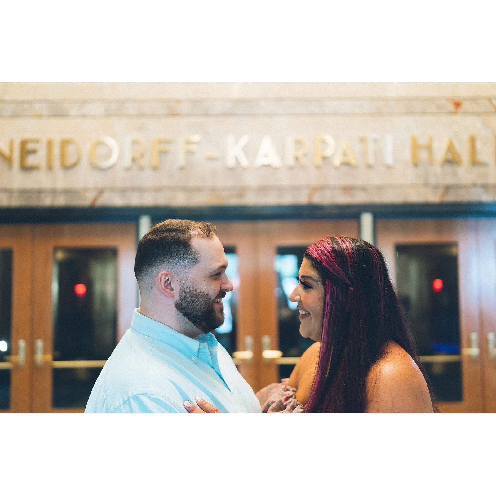 Outside of Borden auditorium at MSM where we performed many a show!