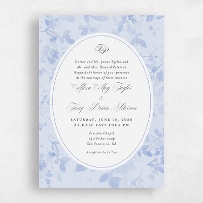 Dark Pastel Blue Wedding Invitation - Hermine Classic