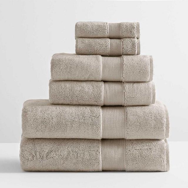 PB Classic Organic Bath, Hand, & Washcloth Towels, Set of 6, Simply Taupe