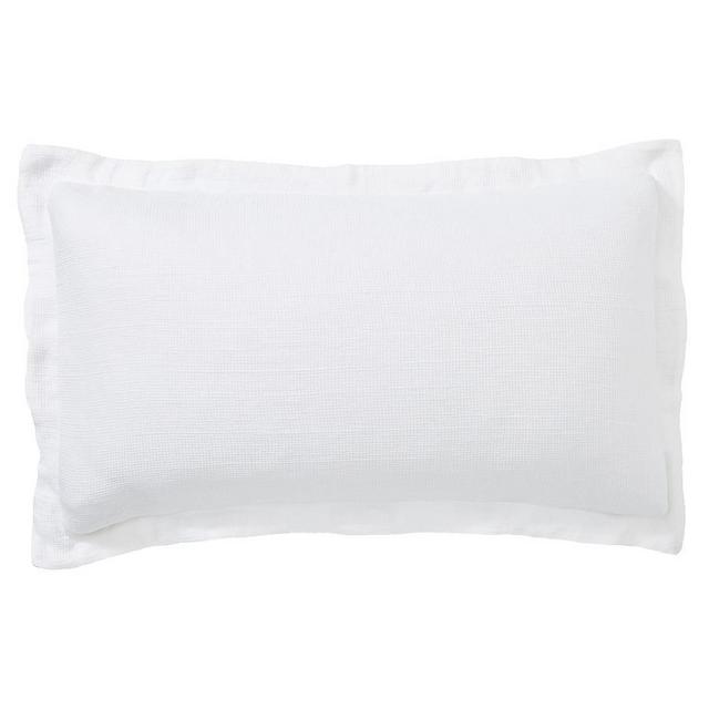 White Belgian Flax Linen Waffle King Shams, Set of 2