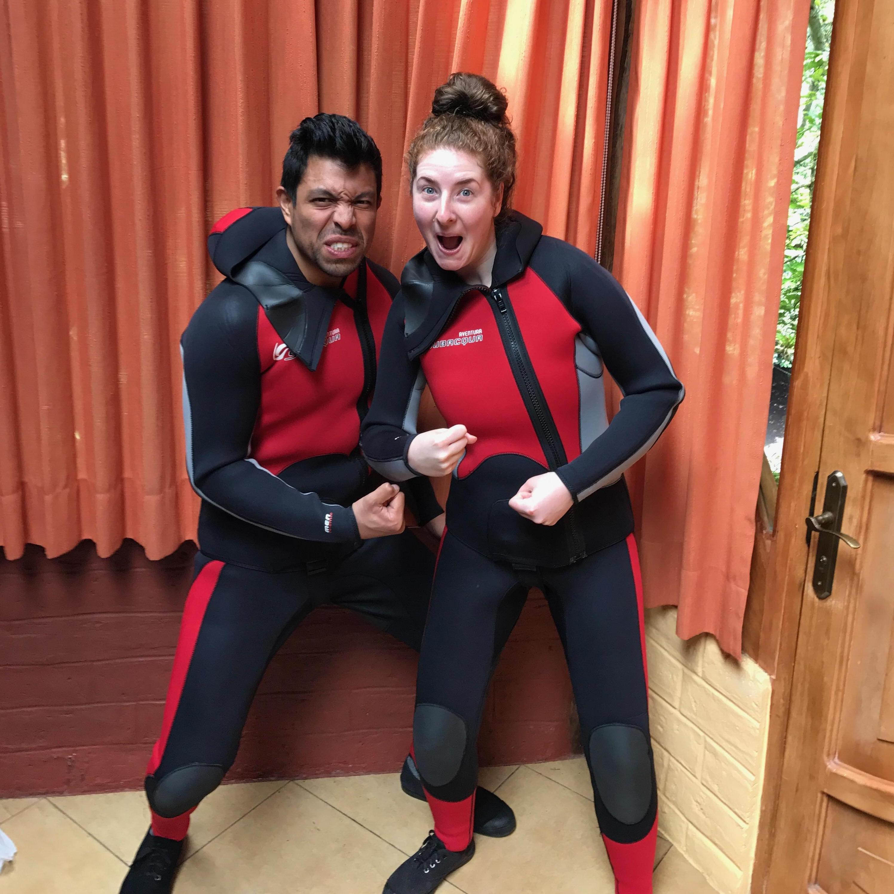 Getting ready to go canyoning in Ecuador