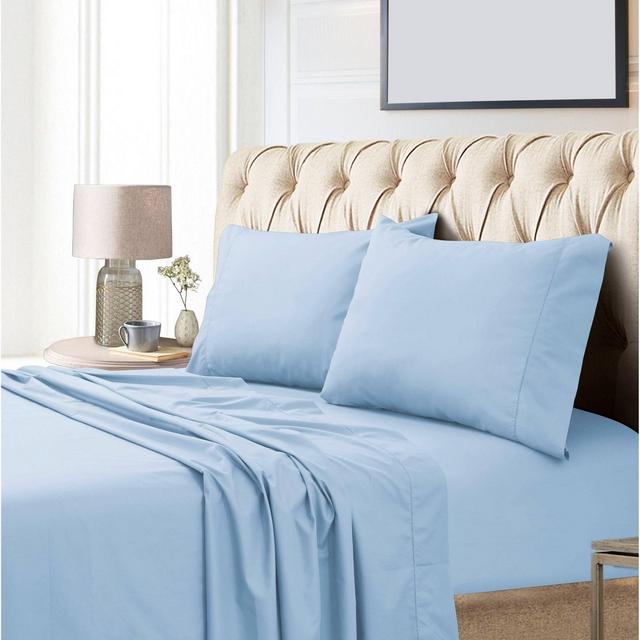 King 800 Thread Count Extra Deep Pocket Sateen Sheet Set Blue - Tribeca Living
