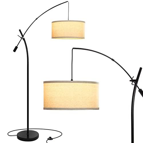 Brightech Grayson - Modern Arc Floor Lamp for Living Room - Contemporary, Tall LED Light Reaching From Behind the Couch To Hang Over It - Adjustable Arm - Industrial Style Lighting - Black