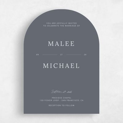Grey Arch Wedding Invitation - Keanu Classic