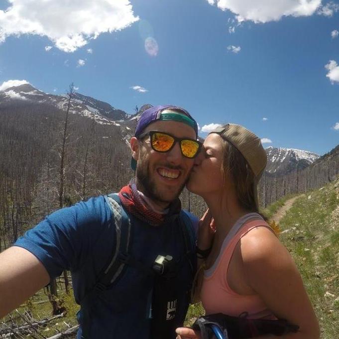 Snagging a kiss after summiting Mount Wright.