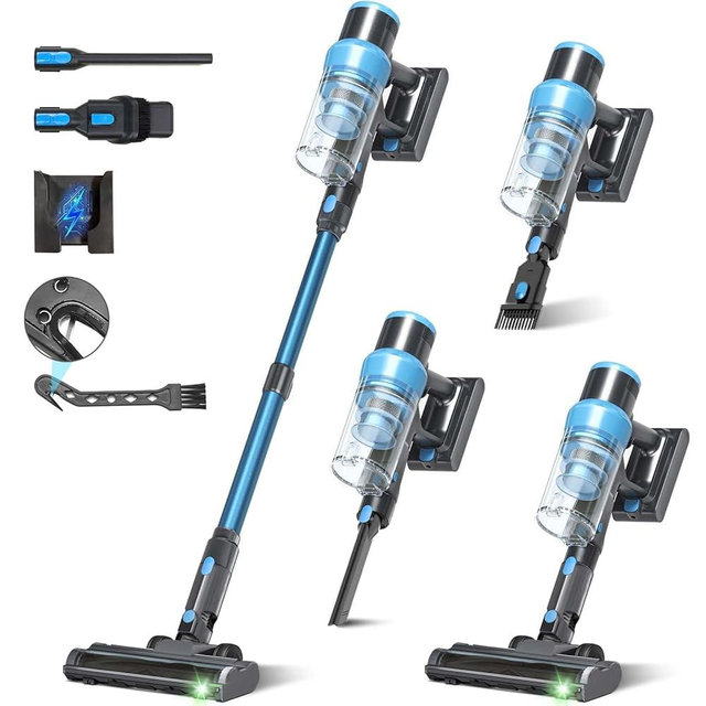 PRAVOLE 8-in-1 Cordless Vacuum Cleaner - 35kPa 60Mins Powerful Stick Vacuum Cleaners For Home/Pet Hair/Carpet/Hard Floors | 1.2L XL Dustbin, Anti-Tangle Rechargeable Self-Standing Vac, Car & Apartment