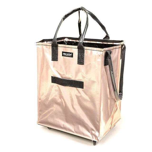 HULKEN - Reusable Grocery, Laundry Bag On Wheels, Shopping Trolley, Zipper Closure, Lightweight, Carries Up To 66 lb, Folds Flat, Unbreakable Handles…