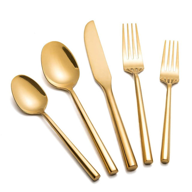 Kelenfer Gold Silverware Set Flatware Set Stainless Steel Cutlery Set 60 Pieces Thick Heavy Hexagon Handle Service for 12