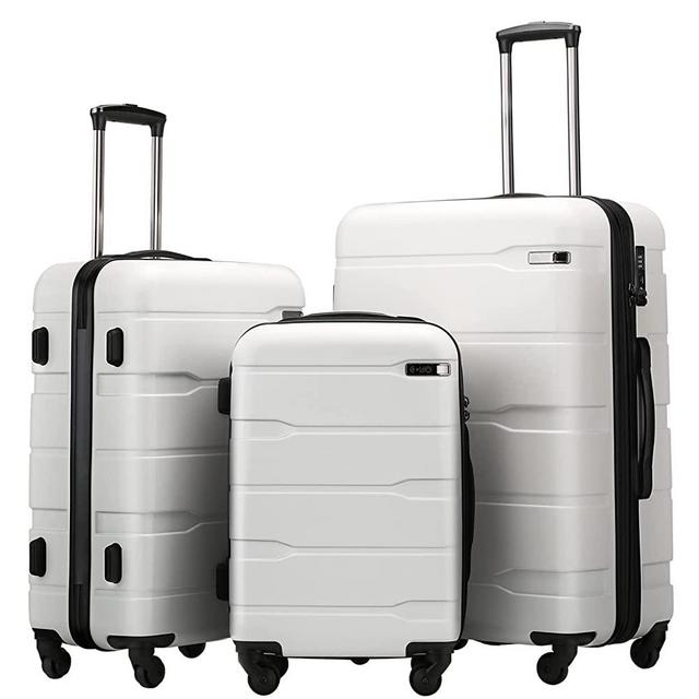 Coolife Luggage Expandable 3 Piece Sets PC+ABS Spinner Suitcase Built-In TSA lock 20 inch 24 inch 28 inch