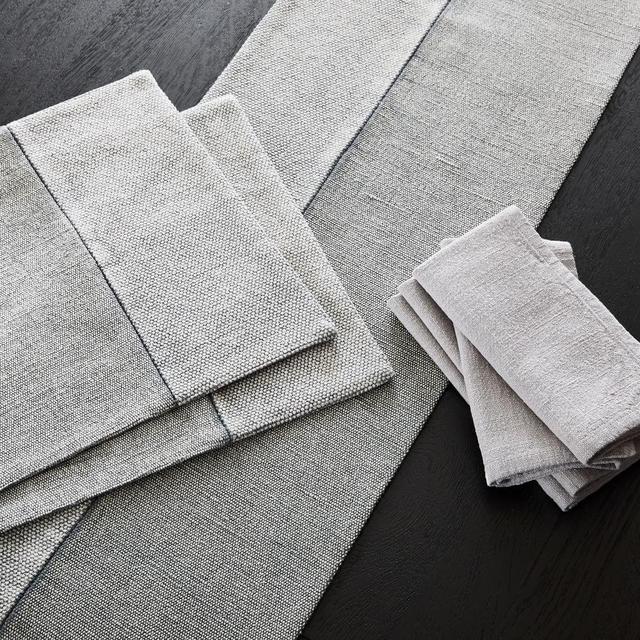 Cotton Canvas Table Linens, Platinum