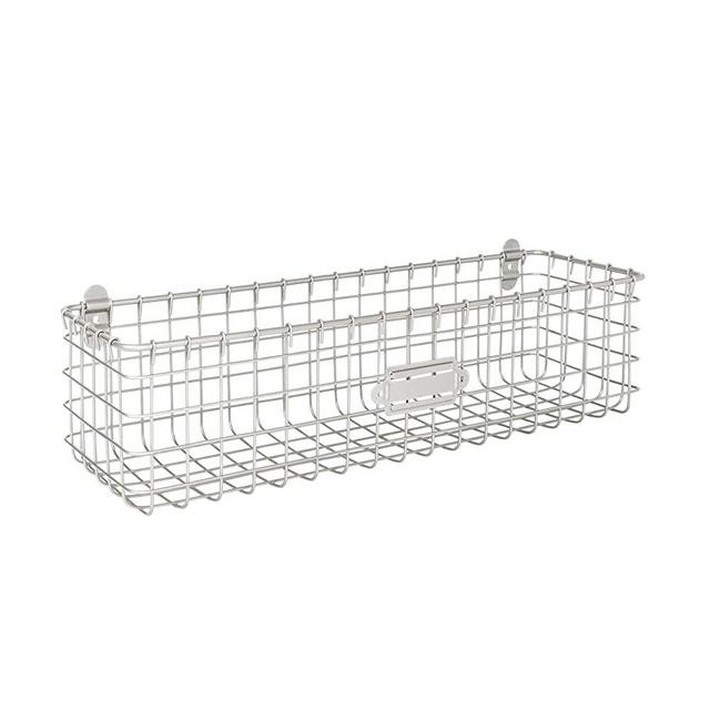 Spectrum Diversified Vintage Basket, Rustic Farmhouse Kitchen Storage Cabinet & Pantry Organizer, Wall-Mounted Storage & Organization, Silver