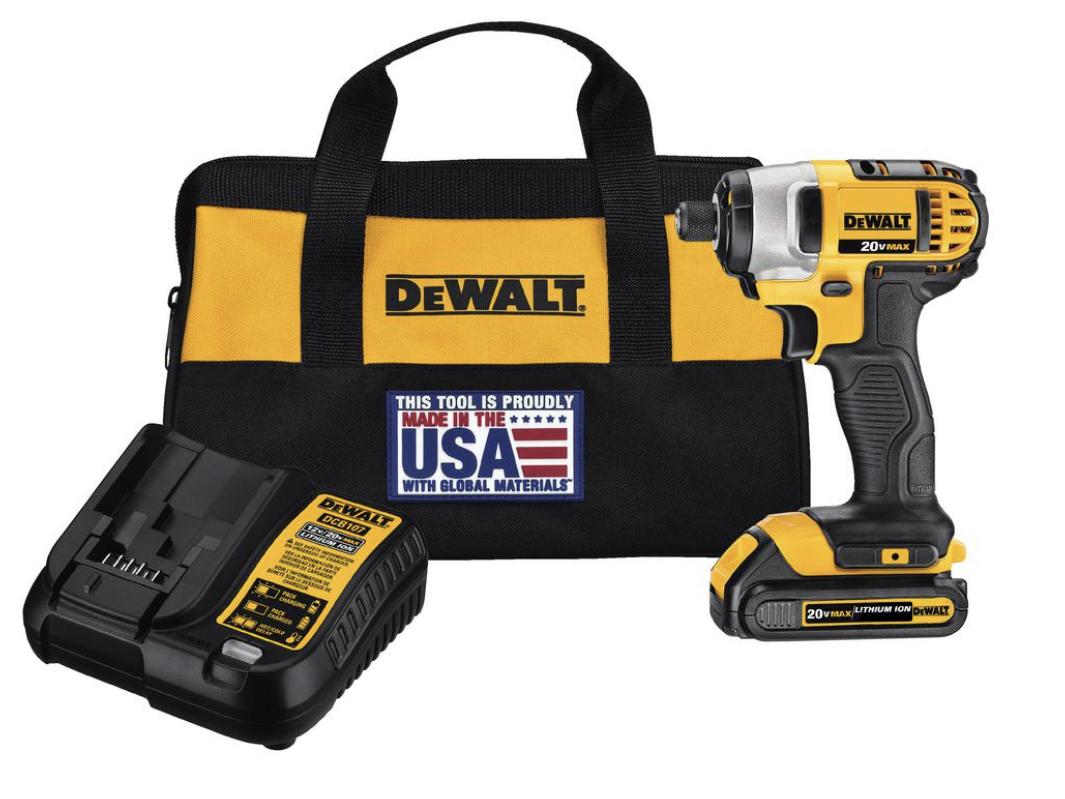 20-Volt MAX Lithium-Ion Cordless 1/4 in. Impact Driver with (1) 20-Volt Battery 1.3Ah, Charger and Tool Bag