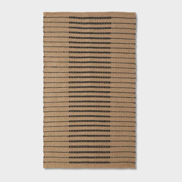 3'x5' Reseda Hand Woven Striped Jute Cotton Area Rug Black - Threshold™ designed with Studio McGee