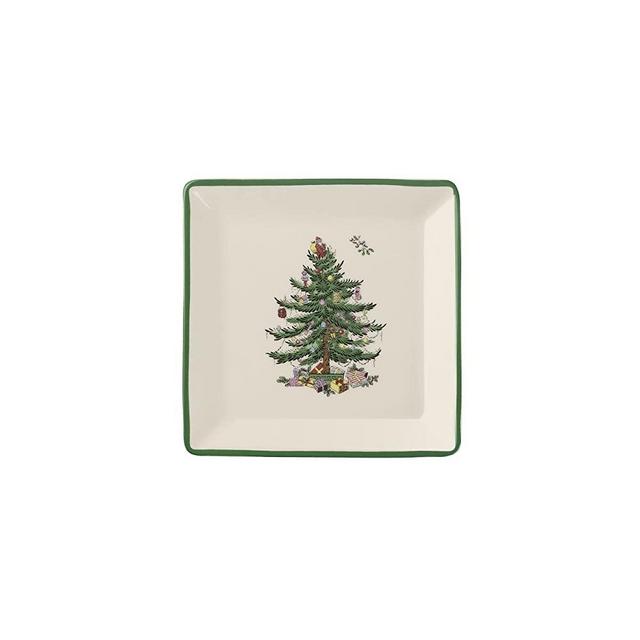 Spode - Christmas Tree Collection - Tidbit Square Plates Set of 4 - Measured at 5" x 5" - Dishwasher, Microwave, and Freezer Safe