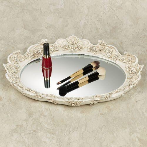 Victoria Rose Antique Ivory Mirrored Vanity Tray