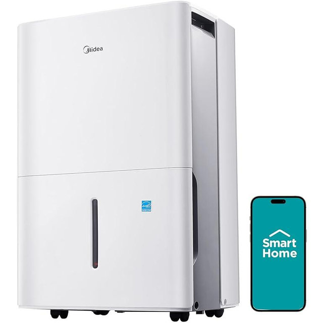 Midea 3,000 Sq. Ft. Dehumidifier for Basement, With Reusable Air Filter 35 Pint - Ideal For Basements, Large & Medium Sized Rooms, And Bathrooms (White)