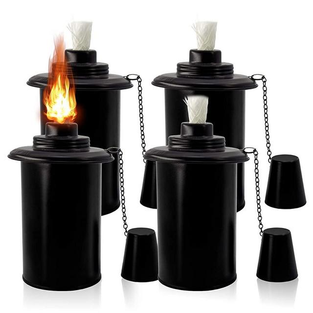 TaoTazon Torch Canisters | Citronella Outdoor Torches, Citronella Torches for Patio | Torch Canister Replacement for Bamboo Torch and Luau Torches | 4 Pack, 12Oz