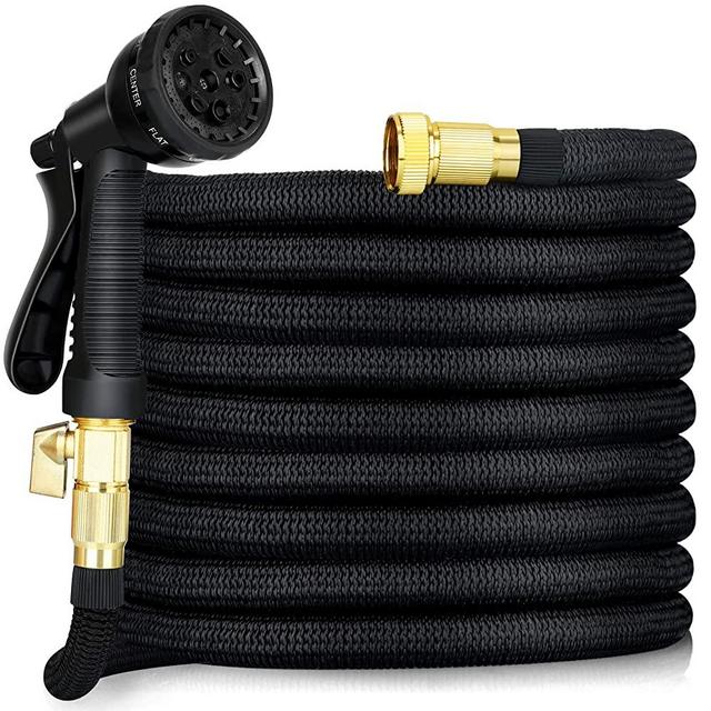 Garden Hose Flexible & 8 Function Nozzle,Expandable Hose 50 FT Light weight No-Kink 3/4" Solid Brass Connector & Triple Latex Core Rot, Crack, Leak Resistant 3750D Hose Pipe Set