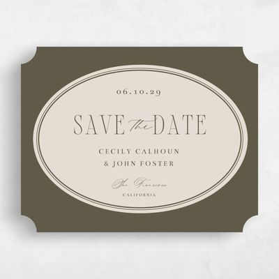 Green Ticket Wedding Save the Date - Anara Landscape