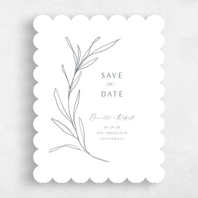 White Scalloped Wedding Save the Date - Avila Classic