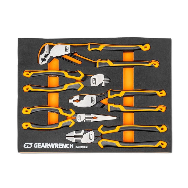 GEARWRENCH 5 Piece PITBULL Cushion Grip Pliers Set in Foam Storage Tray - GWMSPLR01