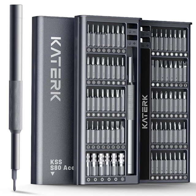 KATERK 80-in-1 Precision Screwdriver Set, Small Screwdriver Set with Magnetizer/Demagnetizer, Mini Repair Tool Kit for Phone, Computer, Watch, Laptop, Ring Doorbell, Eyeglass, Electronic