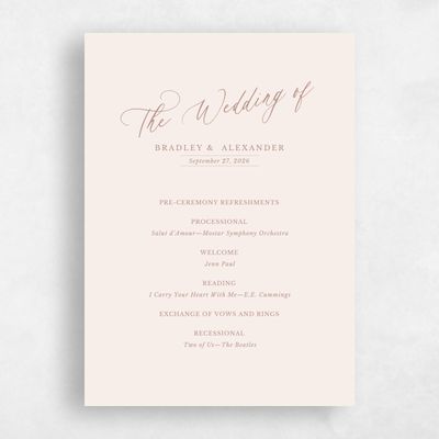 Beige Simple Wedding Program - Andros